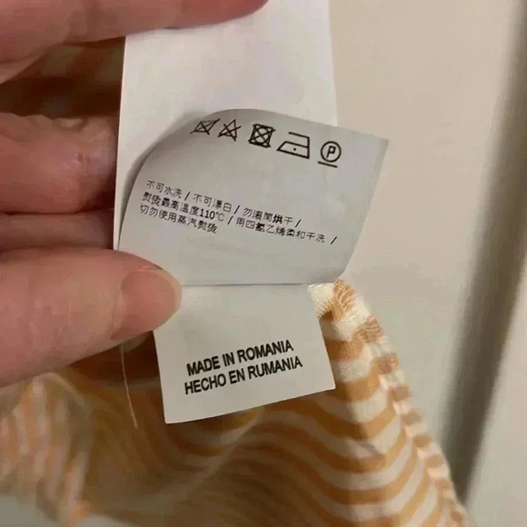 MaxMara Orange White Stripe Faux wrap sleeveless Top - Picture 5 of 5